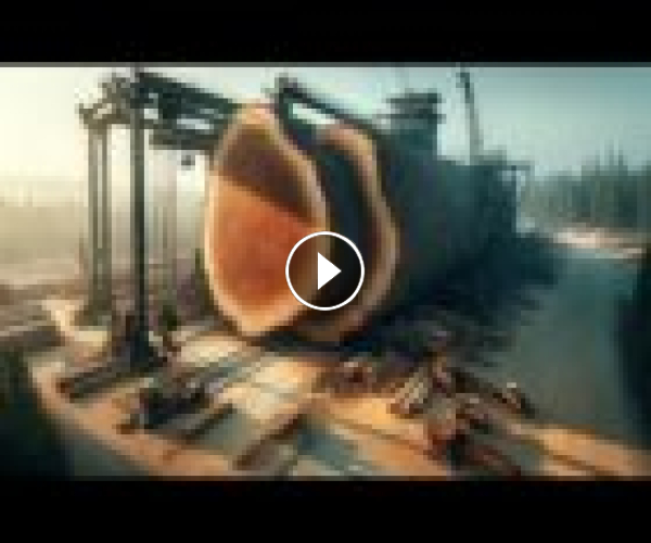 How a giant wood factory operates a thousand year old tree cutting machine at full capacity